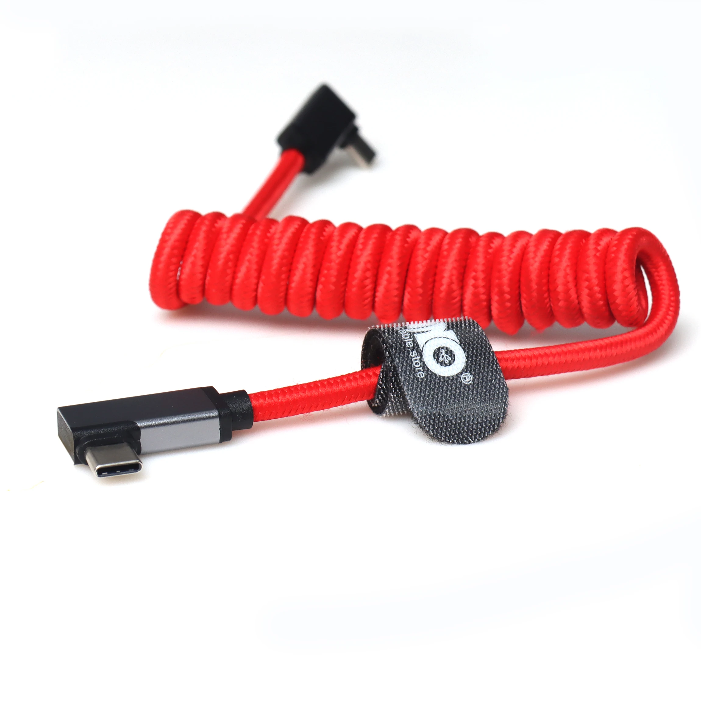 

Red 90 Degree Type C to Type c Coiled Connector Extension Cable Supports Charging Data for New device with USB-C port