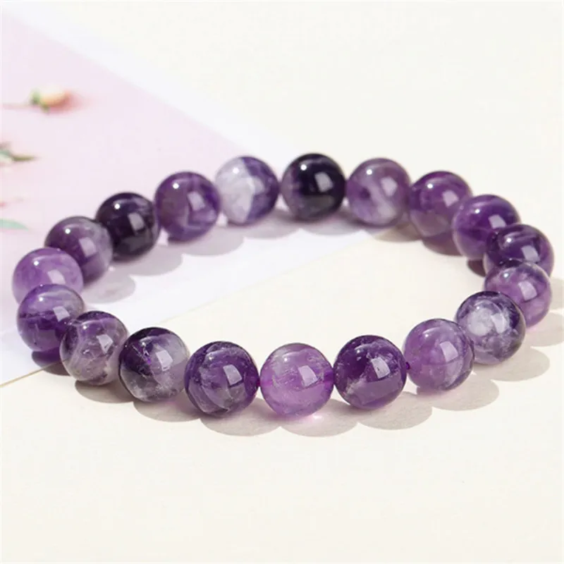 AAAANatural Dream Lace Amethyst Stone Beaded Bracelets Women Purple Crystal Quartz Energy Bead Reiki Healing Bangle Jewelry Gift