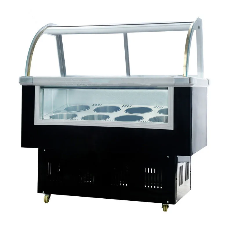 Ice Cream Display Freezer Commercial Mini Ice Cream Display Refrigerator Stainless Steel Cover Glass