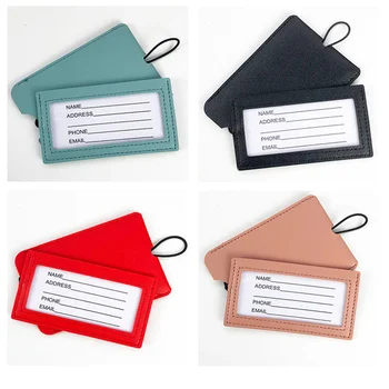 Etiqueta portátil creativa de doble capa para equipaje, soporte de identificación de maleta de PU, etiqueta de embarque, accesorios de viaje