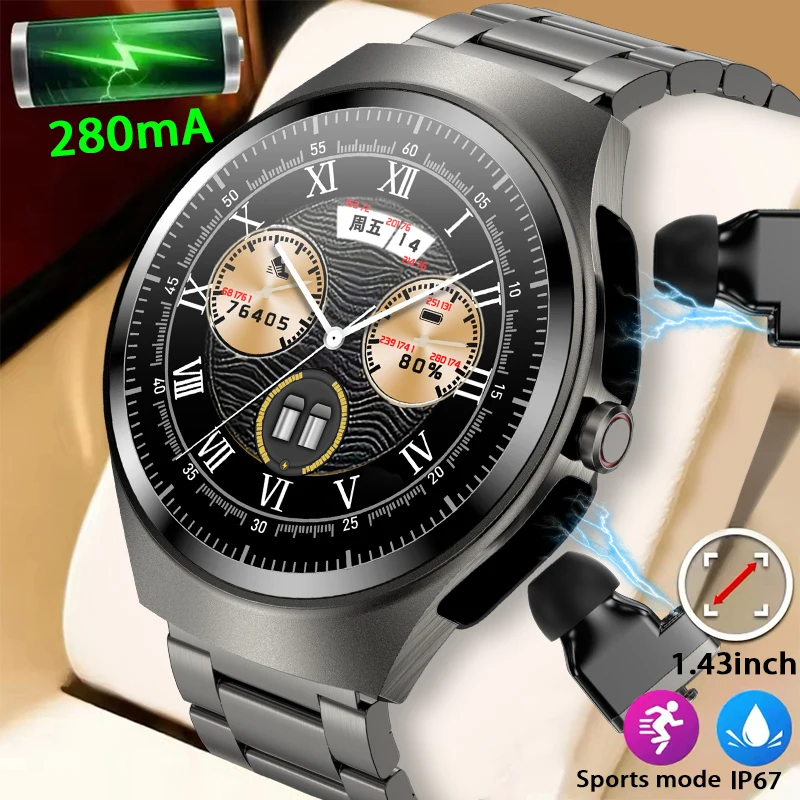 

Новые мужские часы-смартфон 2025 года с 1,43-дюймовым AMOLED HD-экраном, наушниками и часами для мониторинга сердечного ритма и артериального давления