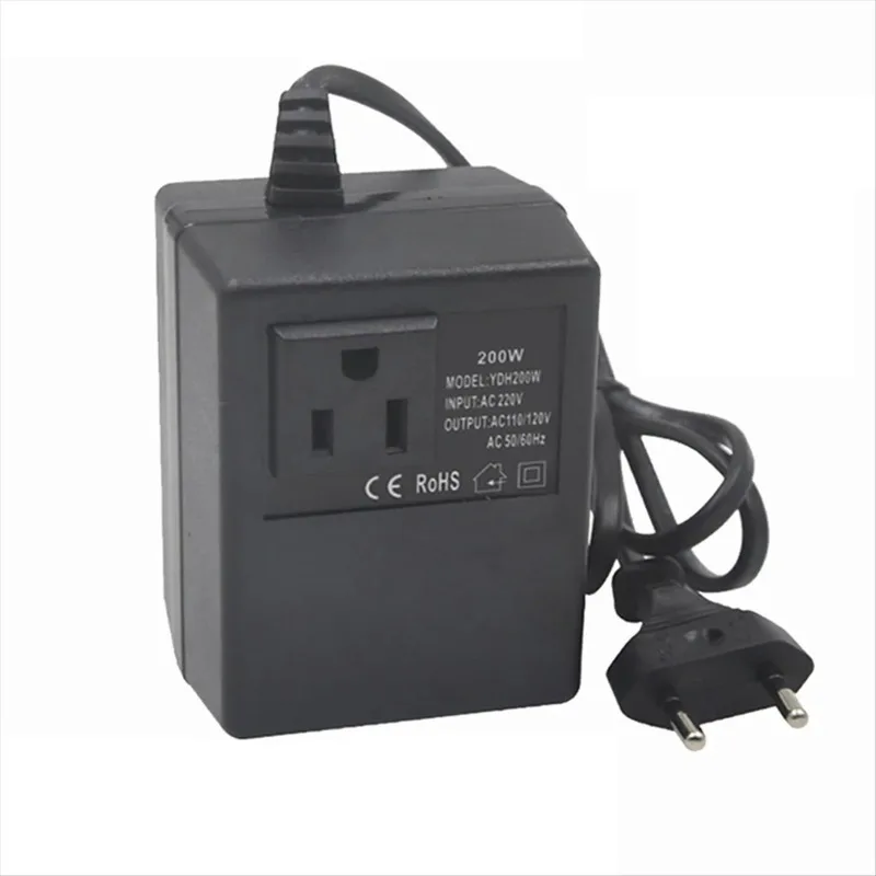 200W Step-Down Voltage Converter 220V to 110V Power Transformer Regulator EU Plug
