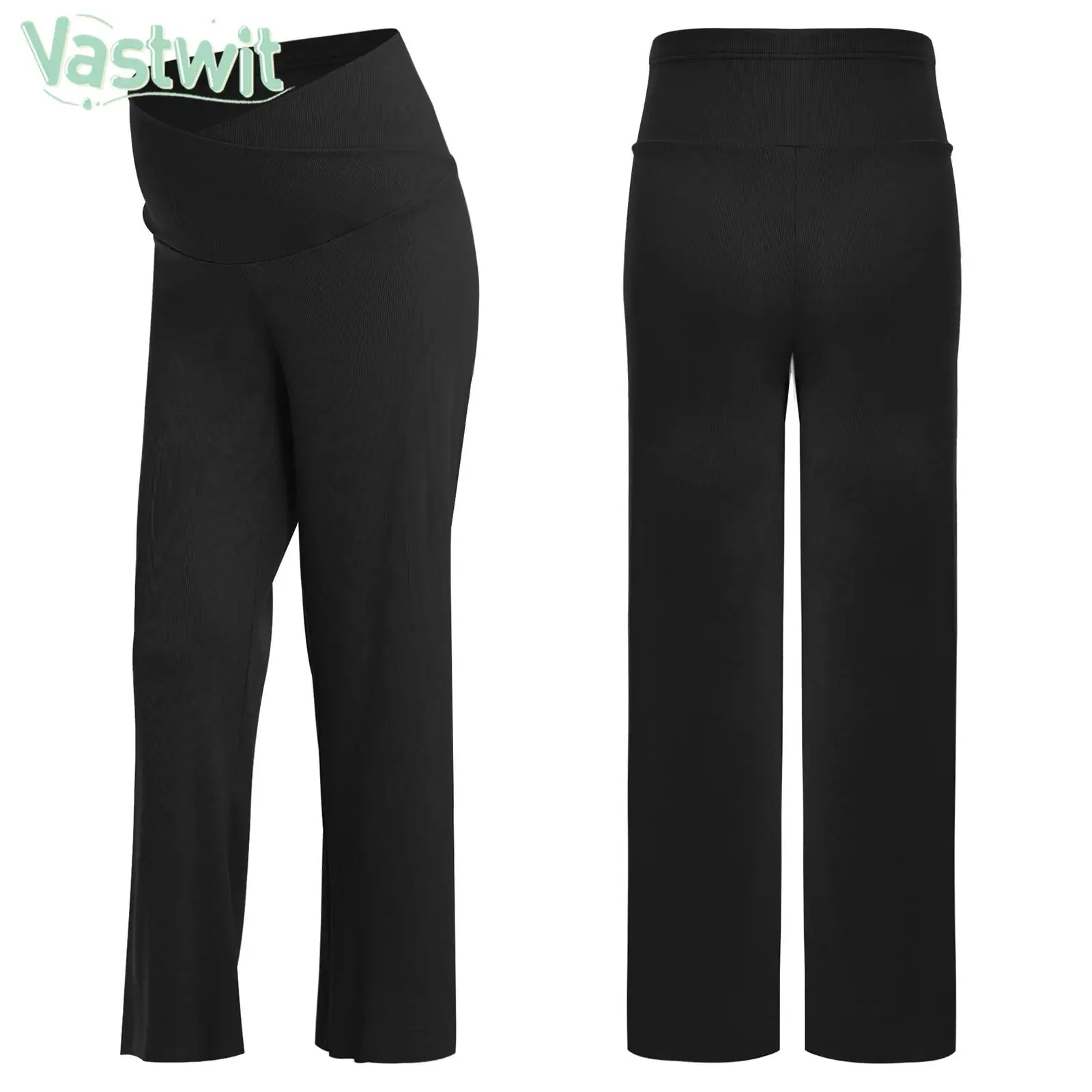 

Maternity Summer Casual Loose Wide Leg Pants Adjustable Waistband High Waist Support Belly Trousers for Yoga Workout Work Home