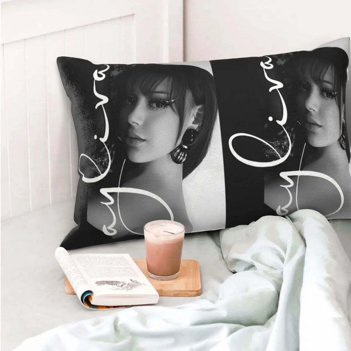 A-Ayliva Cool Singer Handgeschriebenes Signature-Poster, rechteckiger Kissenbezug, Dekoration für Schlafzimmer, Bett, Zuhause, Komfort, Dekokissen