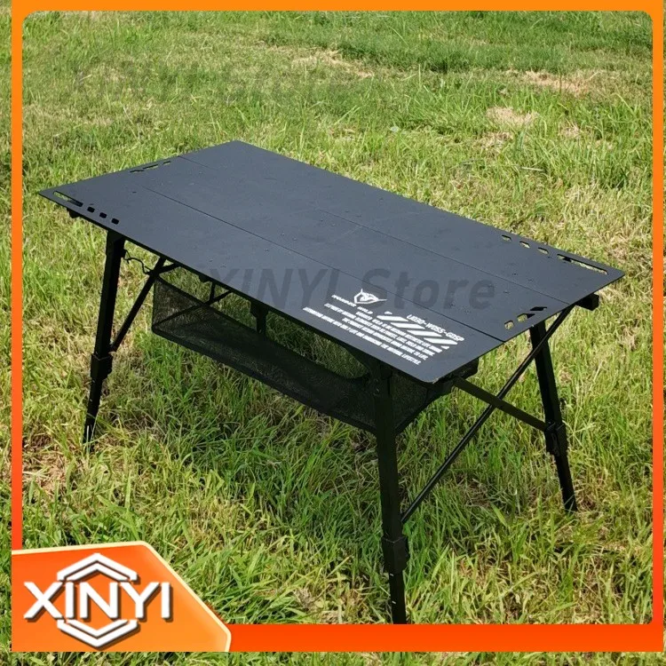 Portable Outdoor Tactical Table with 3 Aluminum Panels for Camping Adjustable Height Folding Extendable Picnic Table