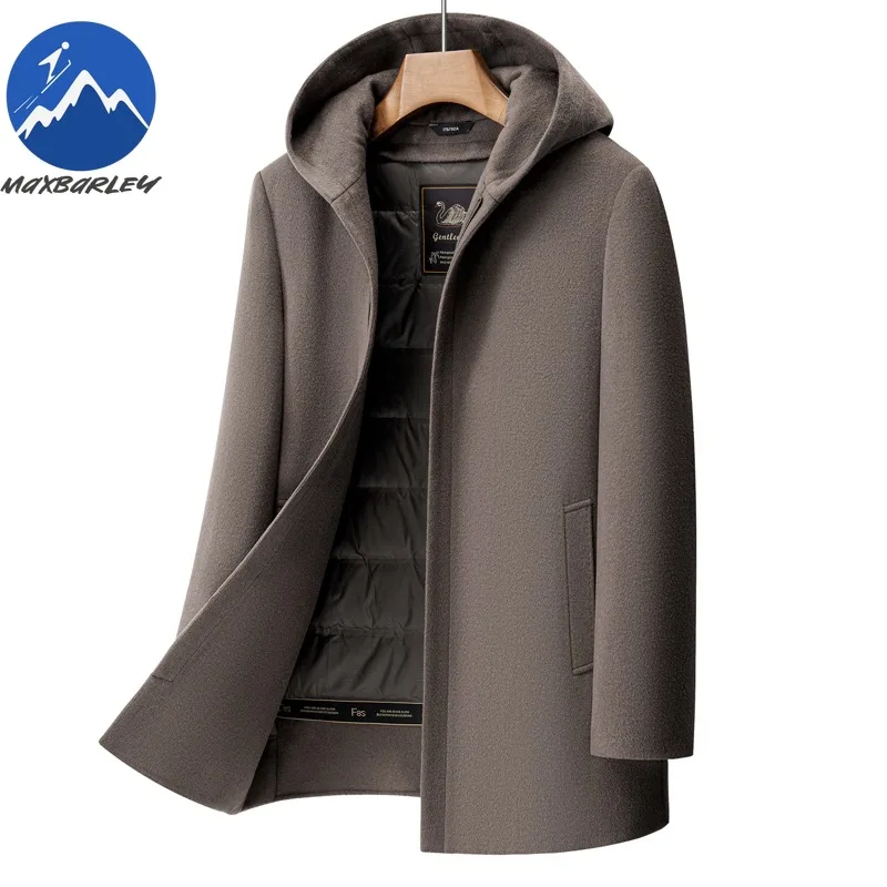 Maxbarley الفاخرة الرجال أسفل سترة رشاقته 90% الأبيض بطة أسفل مكتب المعاطف الدافئة الأعمال عادية مقاومة البرد الشتاء معطف الصوف