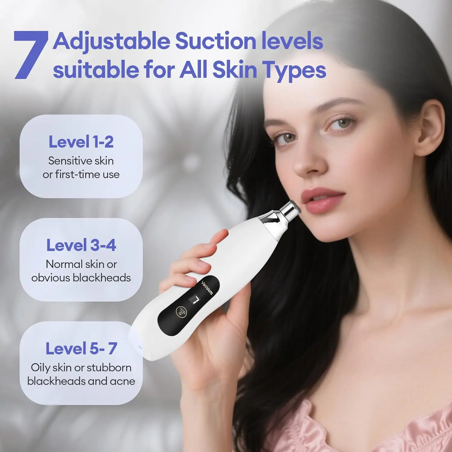 Handheld Diamond Microdermabrasion Device 60Kpa Suction Peeling Exfoliation Tool For Blackhead Pore Cleaning USB Rechargeable