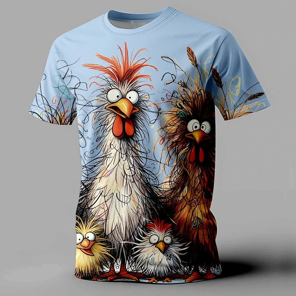 

Retro Animal Cartoon Rooster Men's T-Shirt Vintage 3d Print Animal Retro Short Sleeved Casual Fashion T-Shirt For Men Clothing