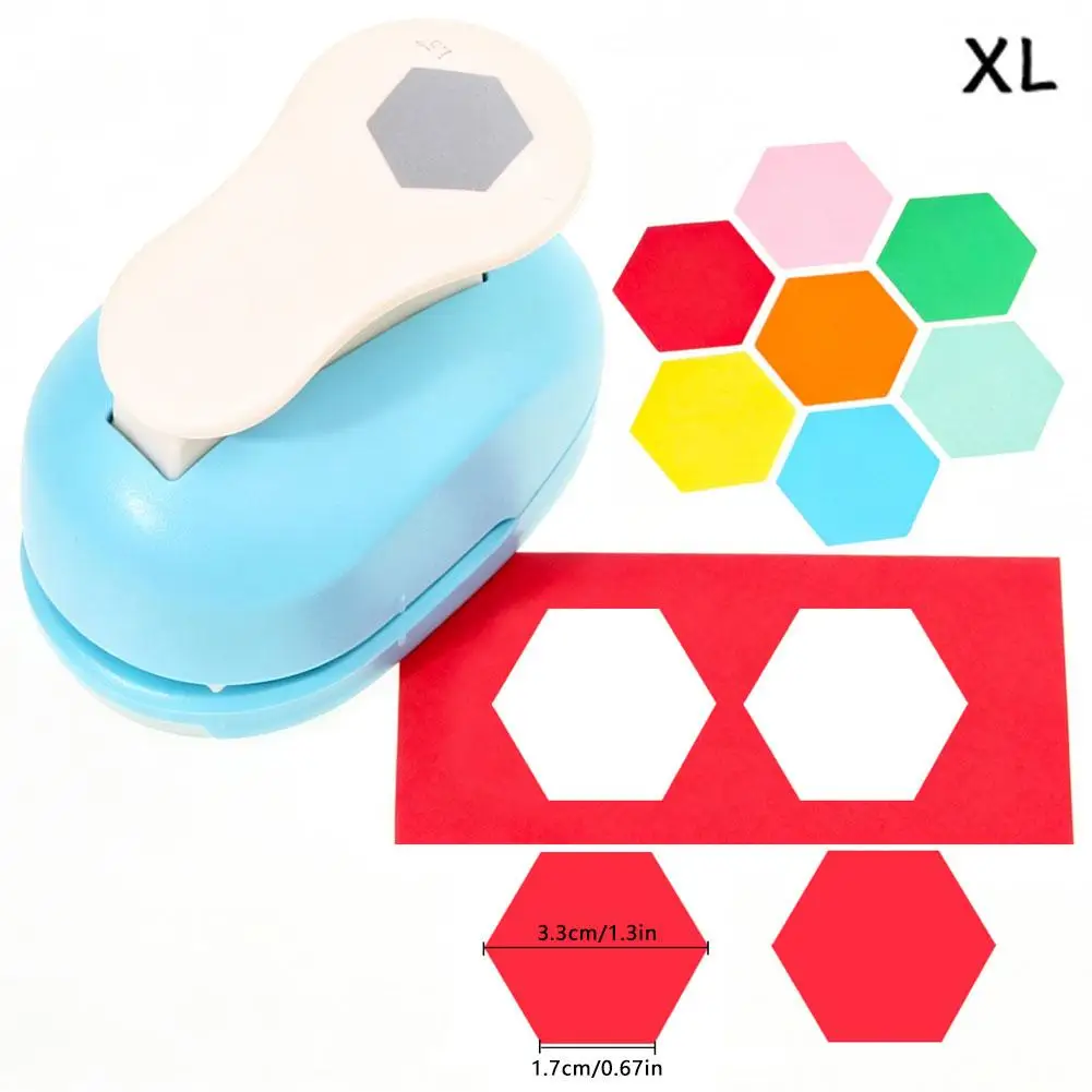 Hexagon Paper Punch 1.5/2 Inch Lever‑Style DIY Hexagonal Embossing Tool, ABS Zinc‑Alloy Hand‑Press Shape Cutter 500g Craft