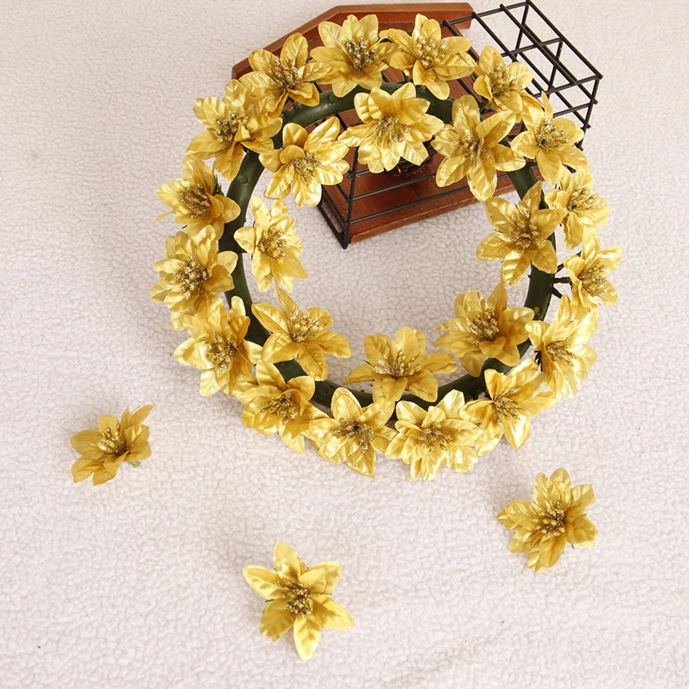 

10Pcs Christmas Artificial Flower Simulation Decoration for Xmas Garland Tree Party Home Xmas Fake Flower Decor
