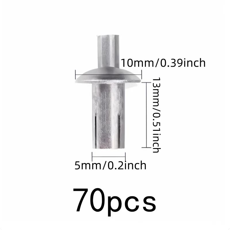70 pcs 5*13mm Strike Core Expansion Rivets for Sheet Metal Joining, Expansion Lock Design, No Special Tools Required