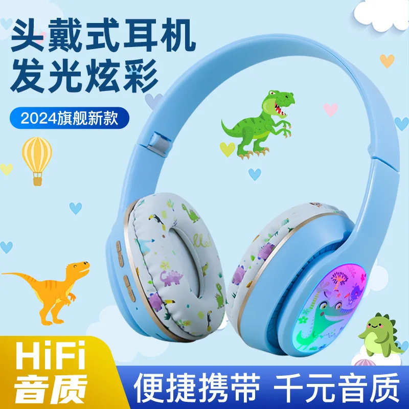 Luxmoc Cartoon Wireless Bluetooth Headphones Long Endurance Hifi Stereo Headset Colorful Breathing Lights Foldable Earphones