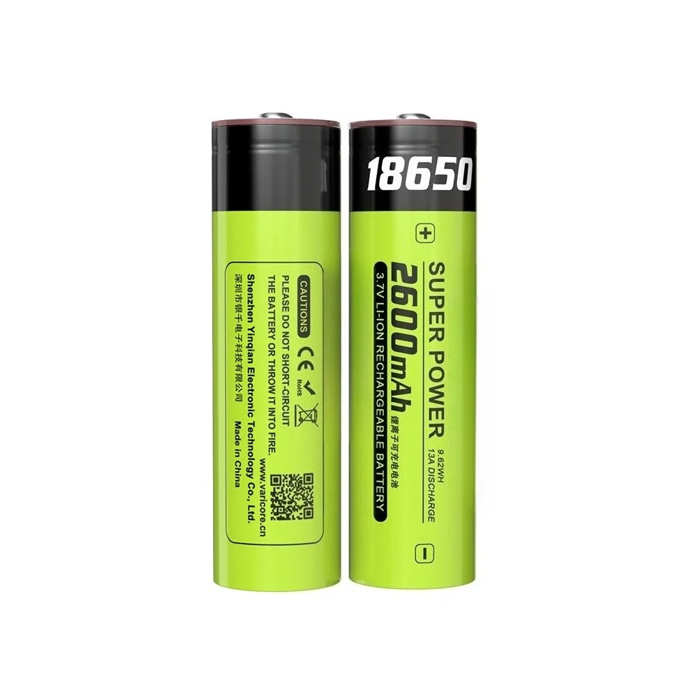18650 3,7 V 2600mAh batería de alta potencia de drenaje 13A descarga continua para linterna/bicicleta eléctrica/Drone/herramientas protección contra cortocircuitos