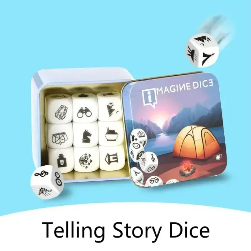 New Telling Story Dice Learning Toy Metal Box/Bag English Rules Family/Parents/Party Funny Imagine Education Toys for Children