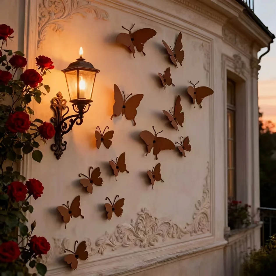 Keep Spring on the Wall with 5Pcs of Exquisite Butterfly Decorations, a Dynamic Art Form for Outdoor Garden Fences! Windproof and Rustproof, Your Yard Will Feel Like a Garden Year-Round Securely Attached to the Fence, It Won'T Deform in the Sun or Rain, Creating a Unique Dreamy Garden!