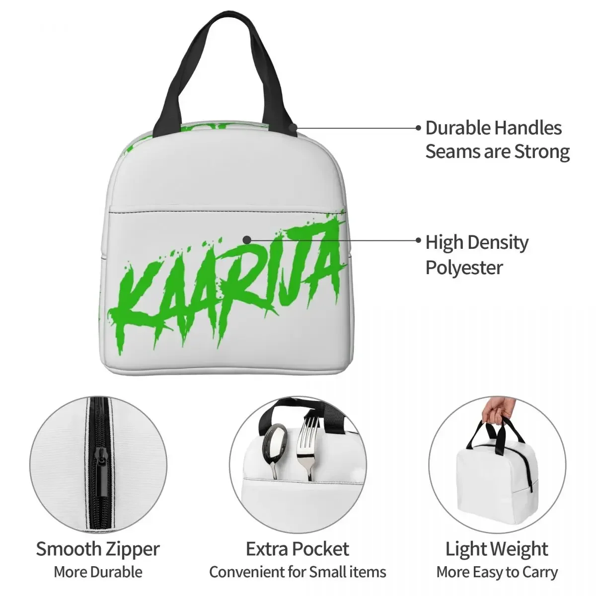 Kaarija Logo Insulated Lunch Bags Leakproof Picnic Bags Thermal Cooler Lunch Box Lunch Tote for Woman Work Children School