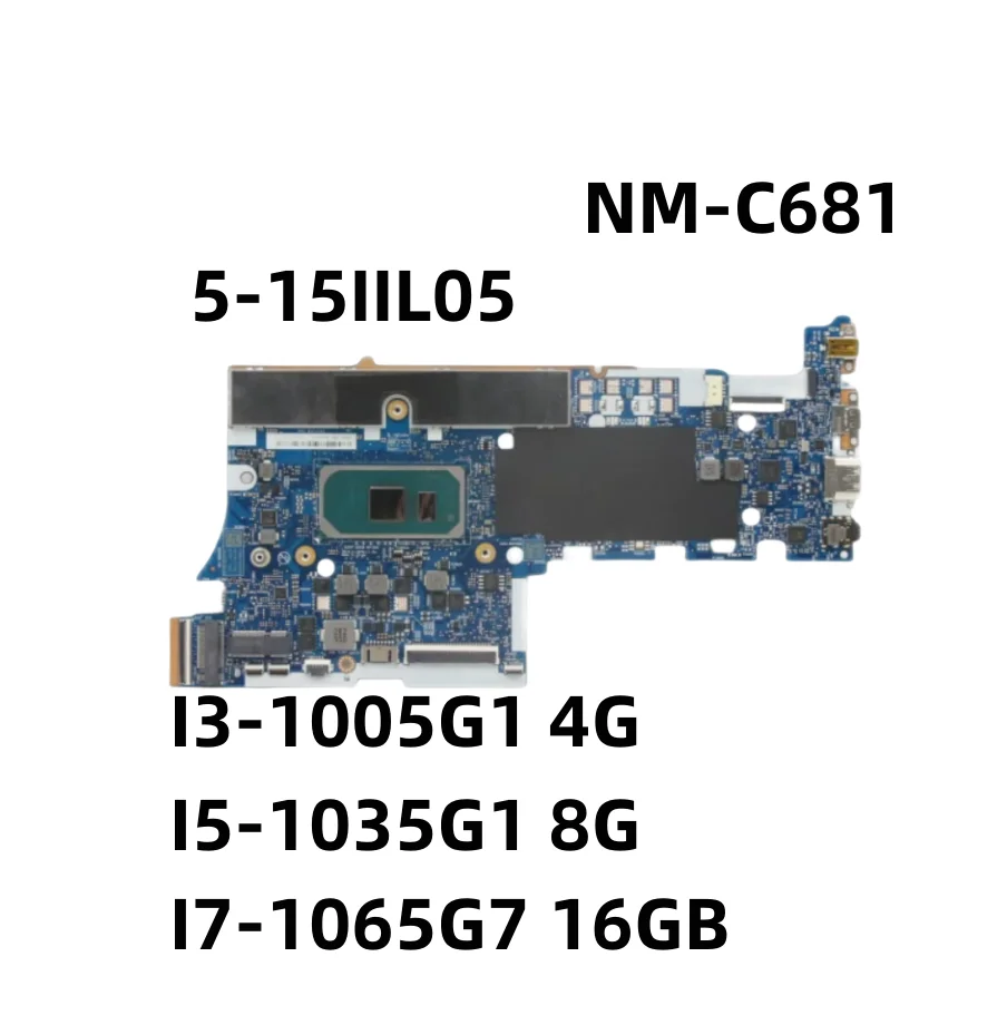 For Lenovo Ideapad 5-15IIL05 Laptop Motherboard NM-C681 5B20S72477 5B20S44025 I3-1005G1 I5-1035G1 I7-1065G7  100% Tested Perfect