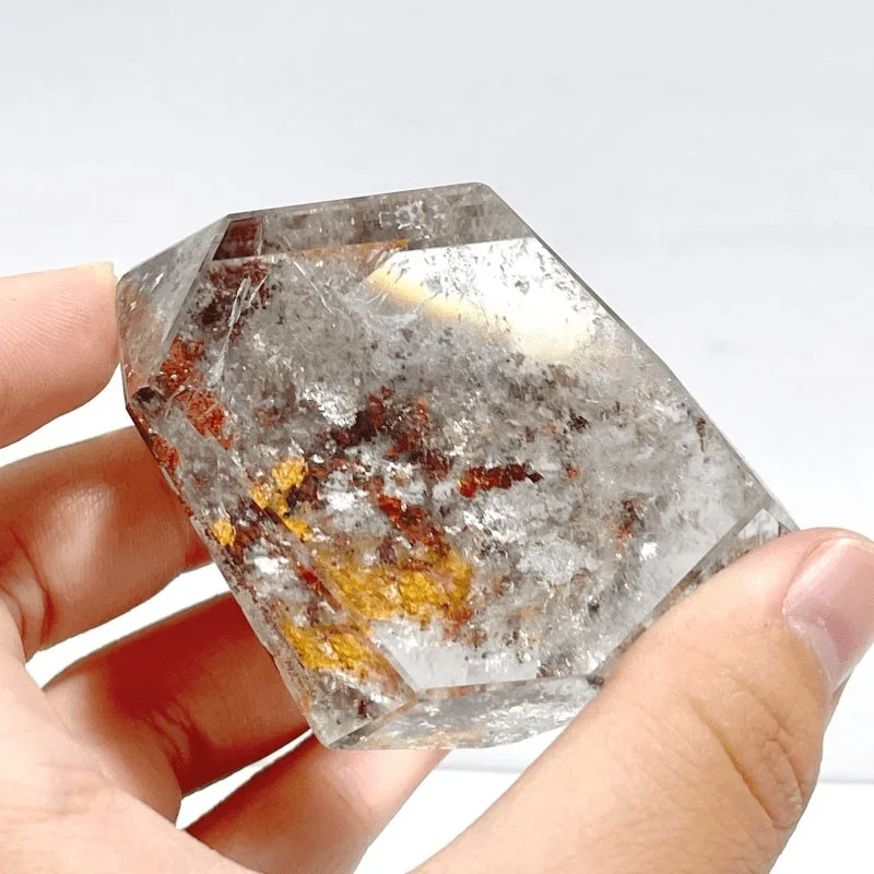 

Natural Garden Quartz Freeform Carving Irregular Phantom Quartz Home Office Decor Unique Holiday Gift for Crystal Lovers