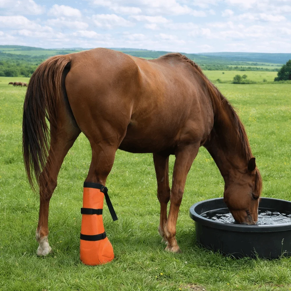 

Водонепроницаемый мешок для замачивания копыт из ПВХ с регулируемым эластичным ремешком, прочный, для ухода за копытами, ветеринарный