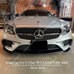 Front Bumper Lip Splitter For Mercedes-Benz E-Class W213 E260 E300 E43 AMG Line 2016-2020 Pre-facelift Front Shovel Diffuser