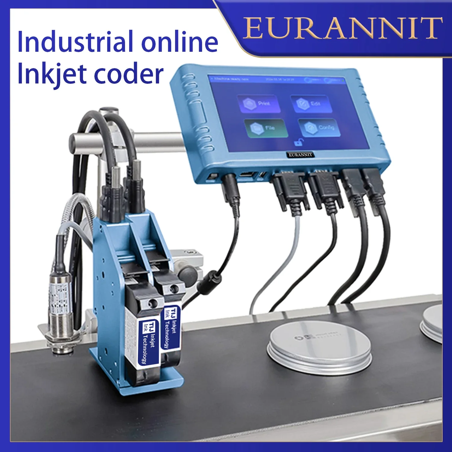EURANNIT 12.7/25.4mm 2 Nozzles Industrial Online Inkjet Printer Expire Date Batch Number Logo QR Barcode TIJ Inkjet Printer