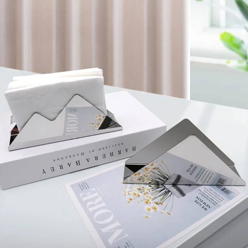 

Новый зеркальный держатель для салфеток из нержавеющей стали, креативный двойной пик, держатель для салфеток в отеле