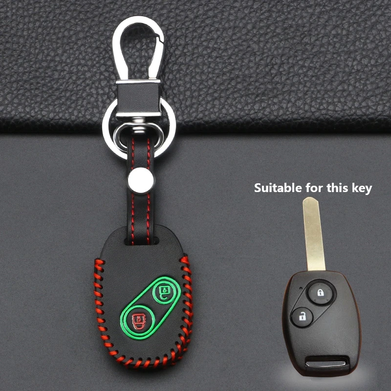 For Honda CR-V Civic Insight Fit SRV FRV Chord 7 Jazz Gr8 Hot Sale Luminous Leather 2 Button Car Key Case Shell Remote Fob Cover