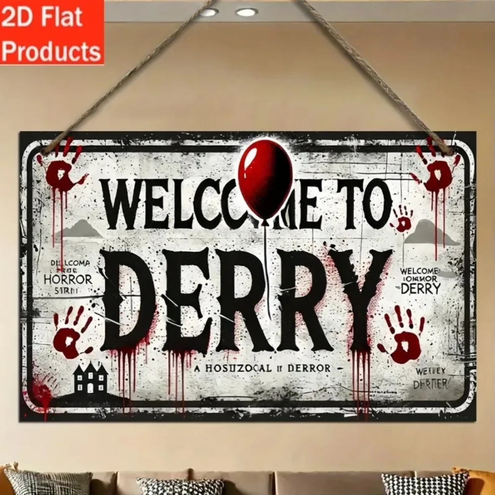 Vintage Horror 2D Flat Metal Sign, Creepy Wall Art for Home Bar Man Cave Halloween Decor