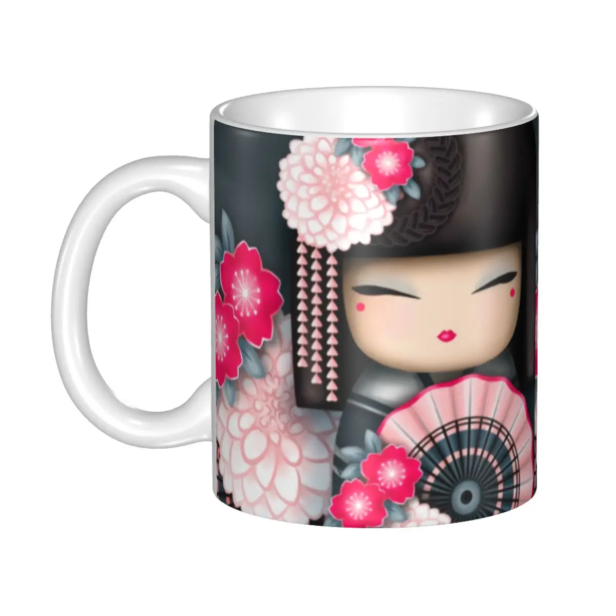 

Custom Japanese Girl Sakura Kokeshi Doll Mug DIY Ceramic Tea Milk Coffee Cup
