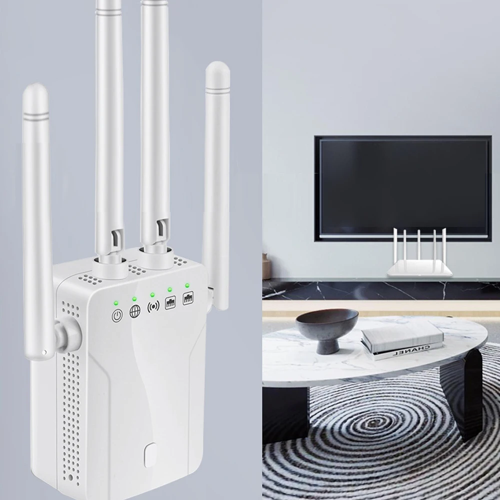 300M/1200Mbps wzmacniacz sygnału bezprzewodowego wzmacniacz sygnału WiFi Dual-Band 2.4G 5G Extender 4 antena Router wzmacniacz sygnału do biura w