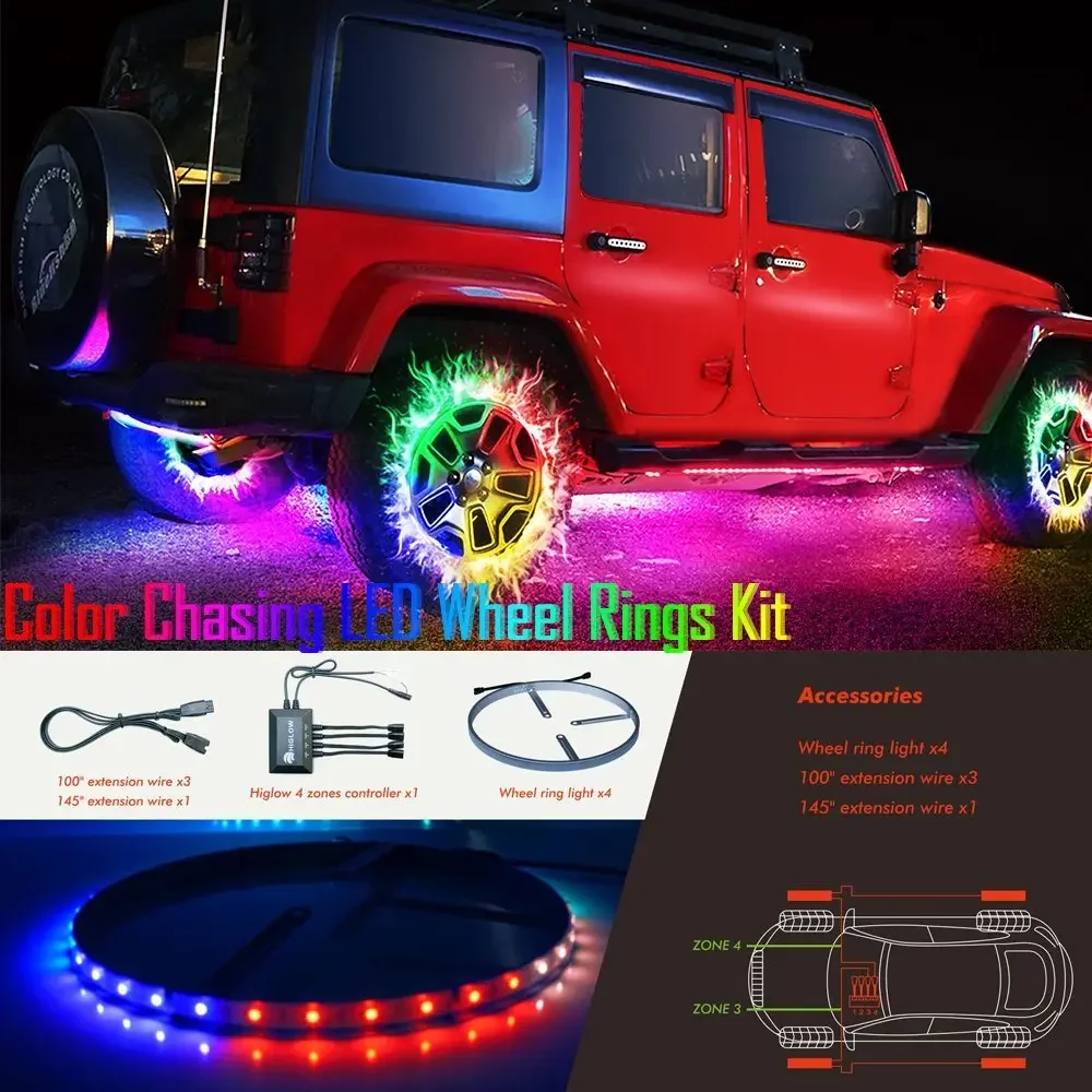 Controlled rims led off road car Brake Turn Signal rgb Car wheel light wheel cars 4x4 LED light led light wheelcustom