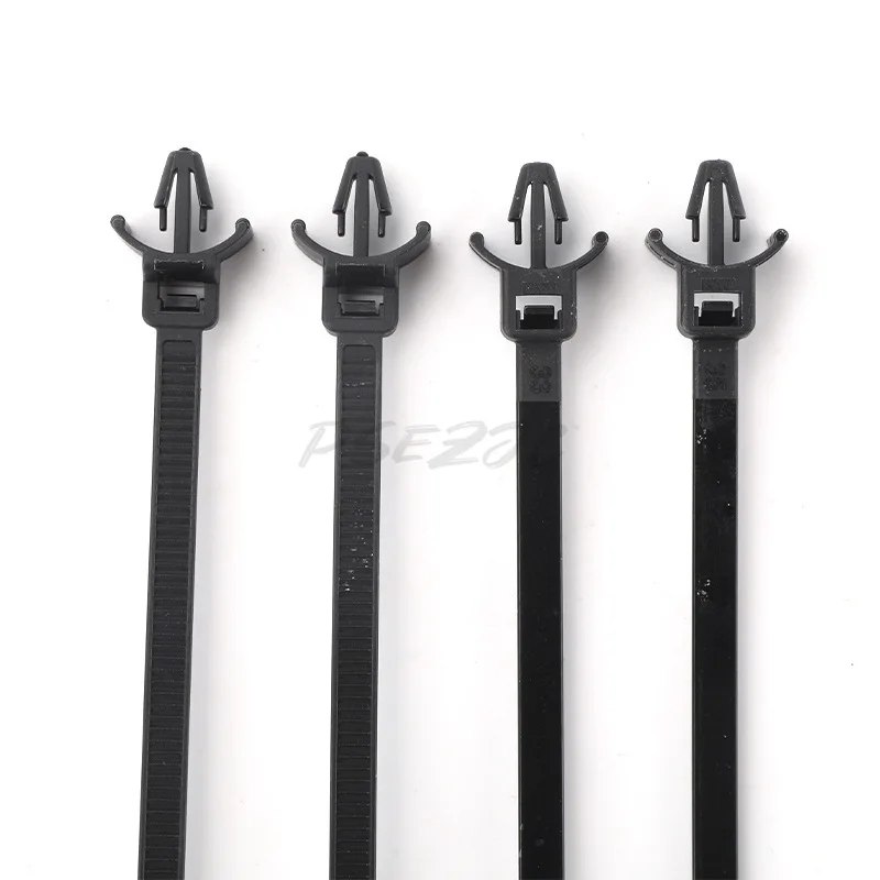 500pcs/pack Aircraft Head 4.7x160 Plug in Portable Nylon Plug in Tie with Black Buckle Aircraft Head Tie