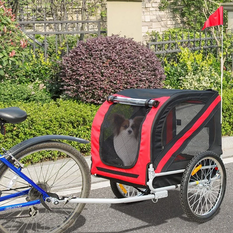 Fietskar voor honden, katten - rood/oranje/blauw/geel