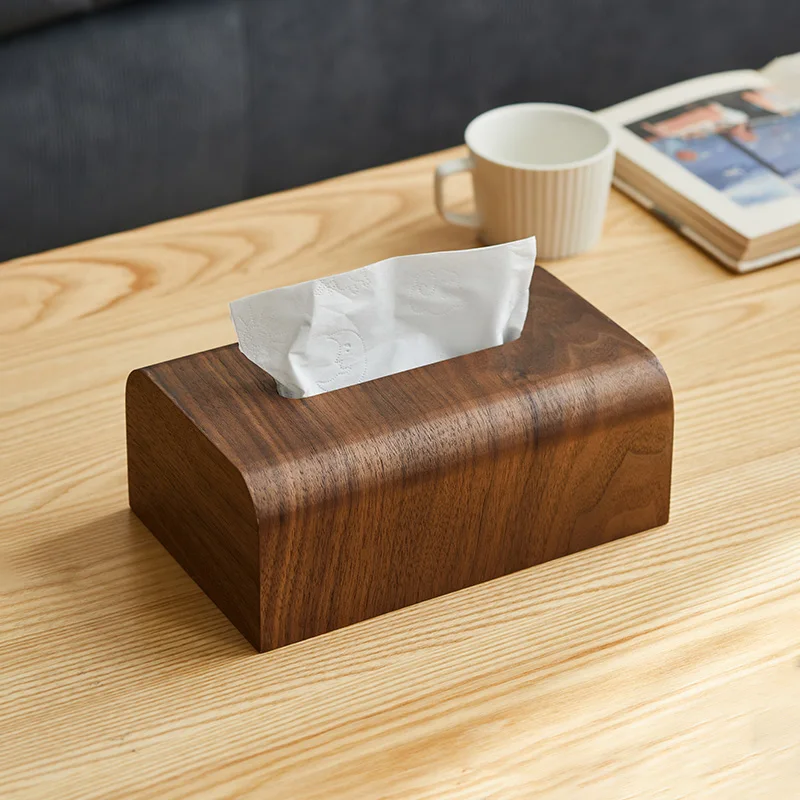 

Japanese Style Light Luxury Tissue Boxes Living Room Wooden Paper House Pull-out Napkins Holder Classic Versatile Wipes Case