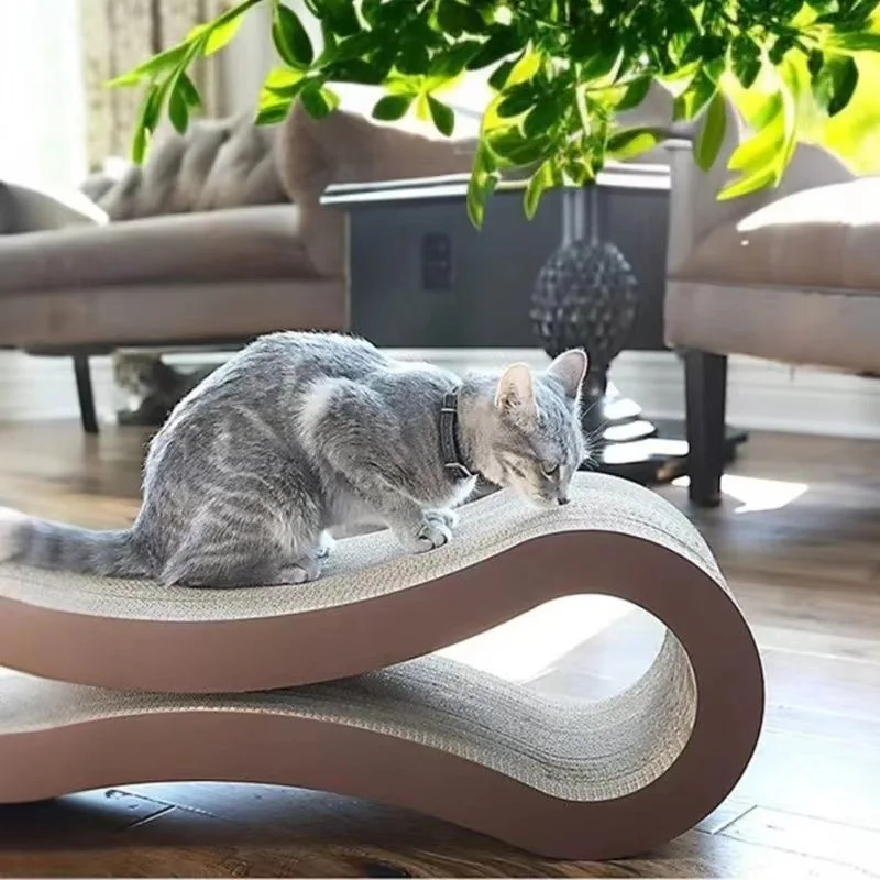 8Custom Corrugated Paper Cat Scratching Board Eight-Shaped Chaise Lounge Cat Sofa, Extra-Large, Wear-Resistant