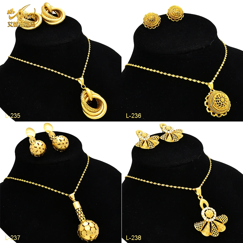 ANIID African Women's Jewelry Necklace And Earrings 2Pcs/Set Afican Dubai Party Bridal Jewelry Accessories