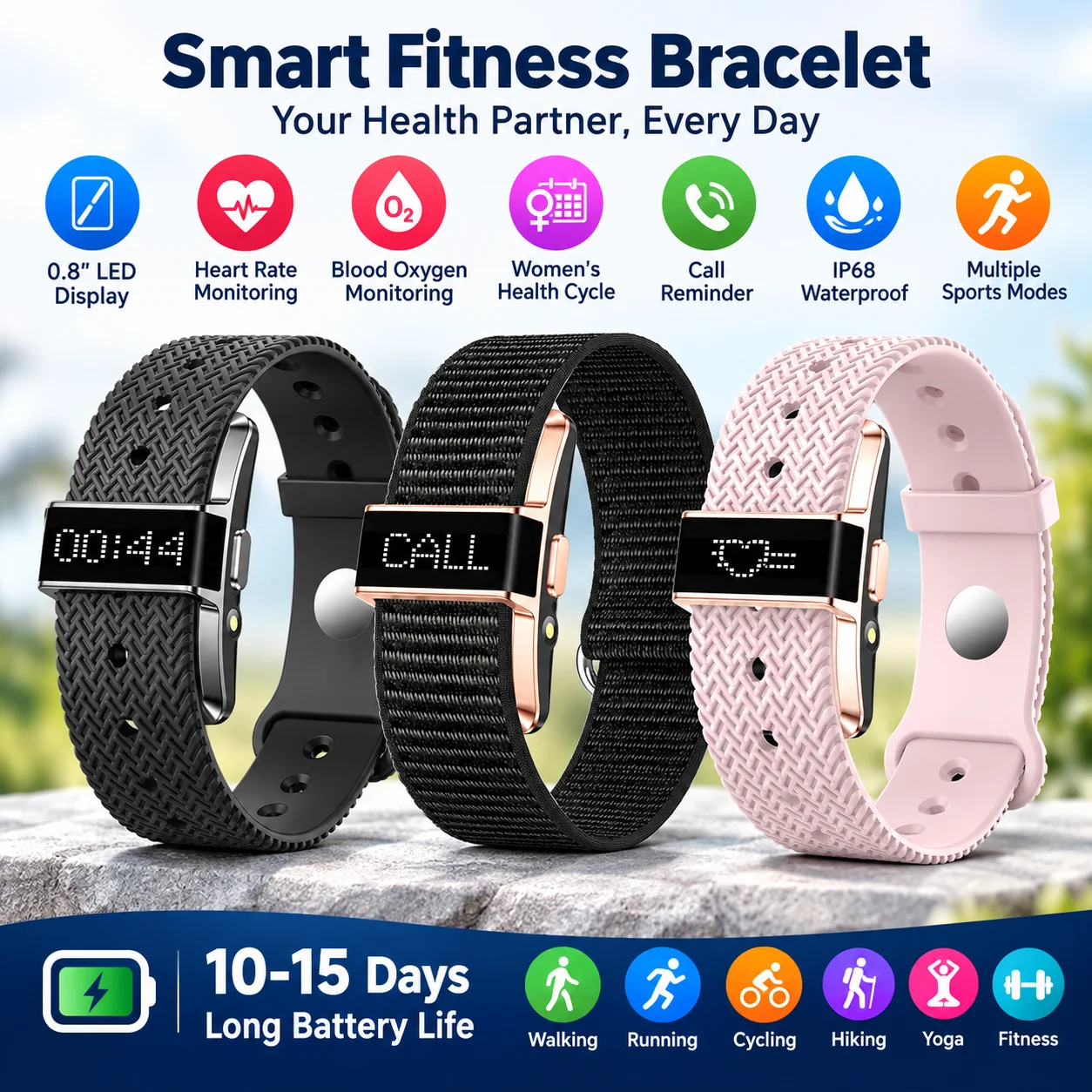 LIGE New Digital Screen Smart Wristband Sports Fitness Pedometer Waterproof Bracelet Call Reminder Health Monitor Men Smartwatch