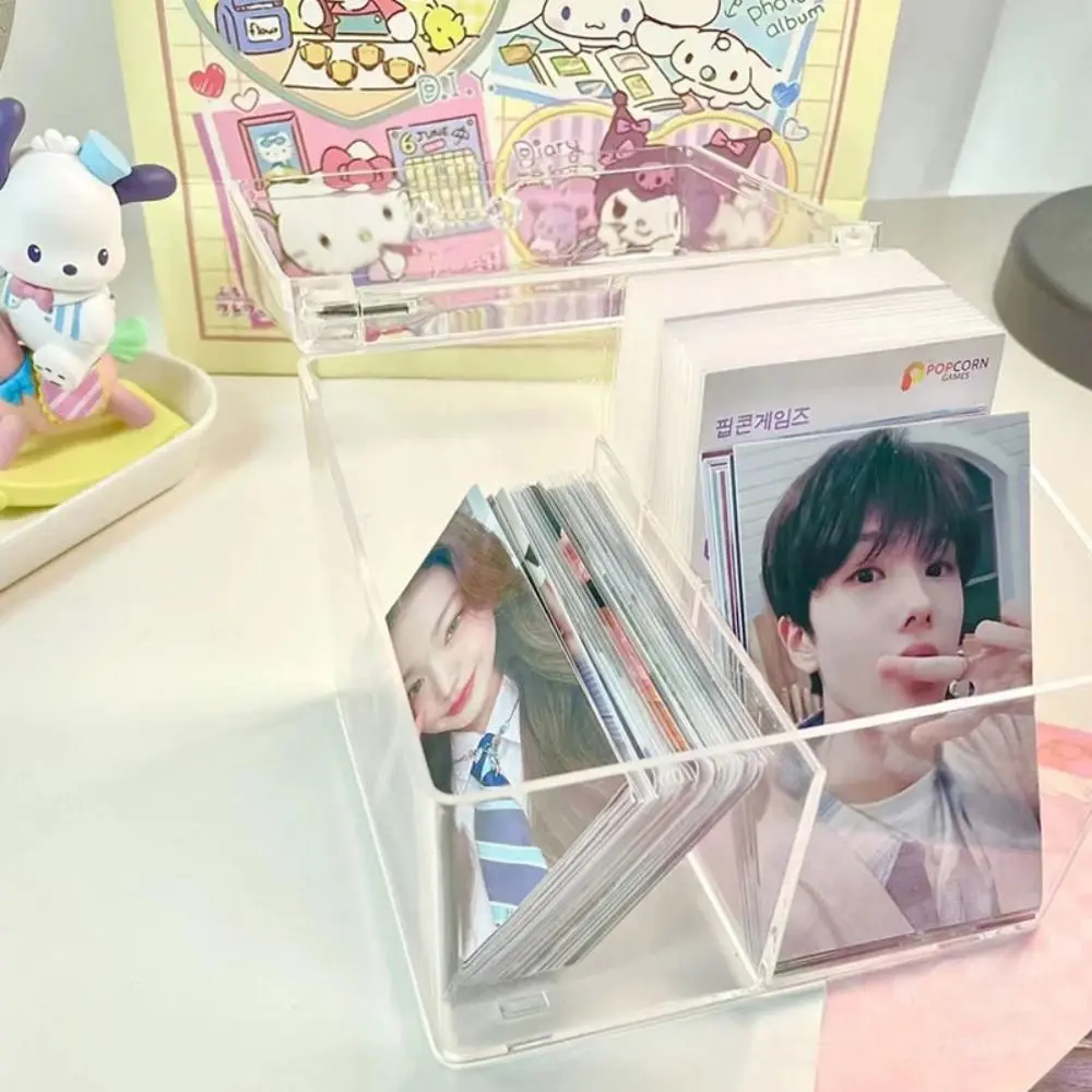 Desktop Organizer Lomo Cards Storage Box Large Capacity Transparent Idol Cards Protector Cards Collection Acrylic Card Organizer
