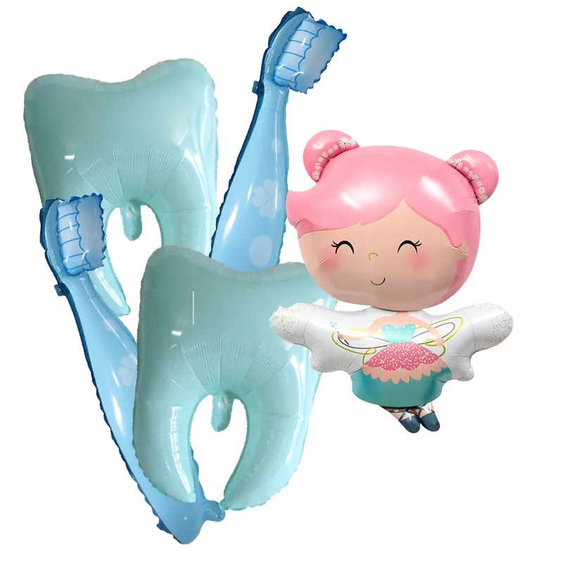 5-Piece Toothbrush Balloon Set, Elf Aluminum Film Balloon, Tooth Toothbrush Aluminum Film Balloon, Suitable for Birthday Decoration Balloon, Shower