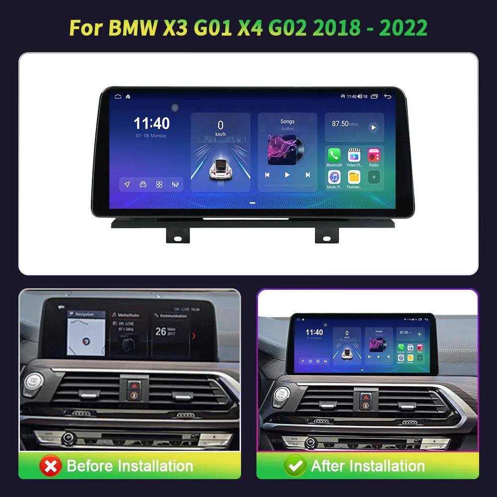 Car Radio Carplay Stereo Multimedia Navigation Universal Screen Head Unit Android 14 12.3‘’ For BMW X3 G01 X4 G02 2018 - 2022