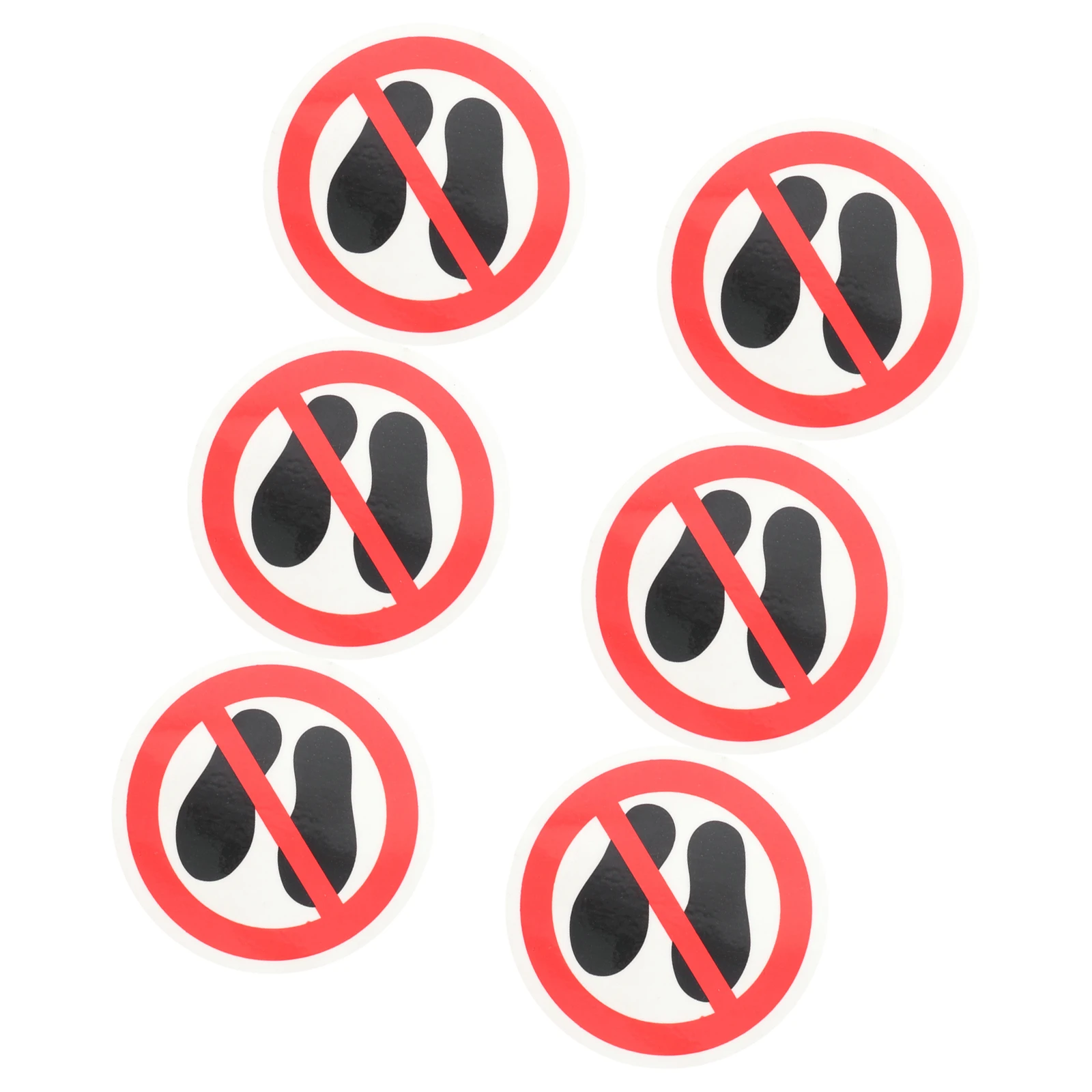 6 pezzi No Step Here Adesivo di avvertimento Adesivi rotondi per segnali di avvertimento di sicurezza Non passo sull'etichetta adesiva della superficie Non passo alla sicurezza