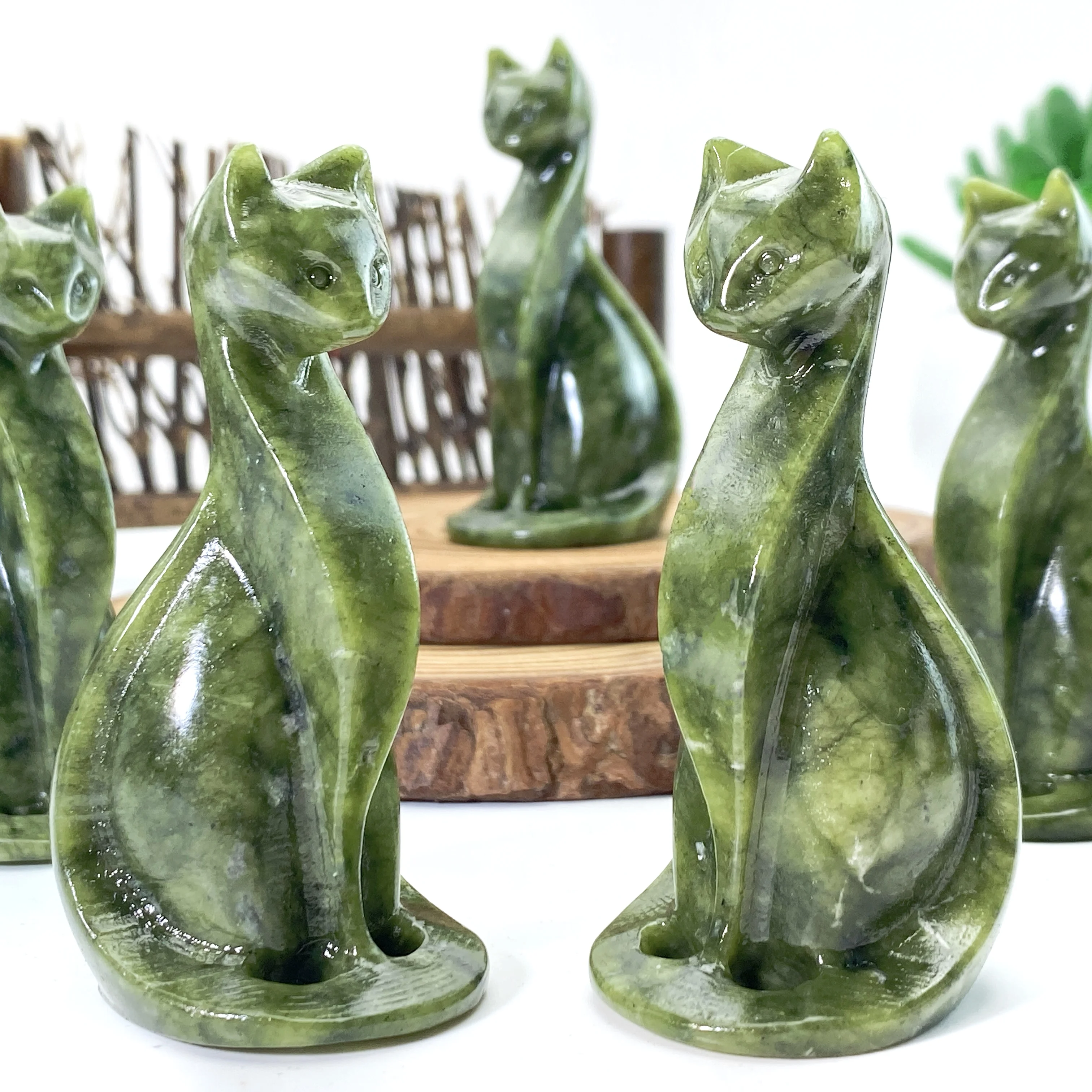 1PC Xiuyan Egyptian Cat Carving Decoration for Home Festival Easter Christmas Halloween Graduation Gift