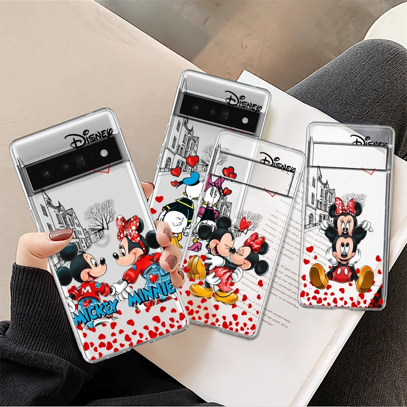 Mickey & Minnie Mouse Love For Google Pixel 8 7 6 Pro 6a 5 5a 4 4a XL 5G custodia trasparente per telefono Shell