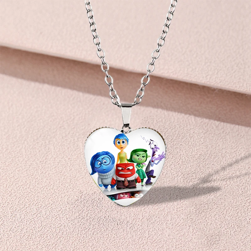 Disney Inside Out 2 Kids Cute Necklace Boy Girl Anime Fashion Jewelry Accessories Children Charms Creative Pendant Birthday Gift