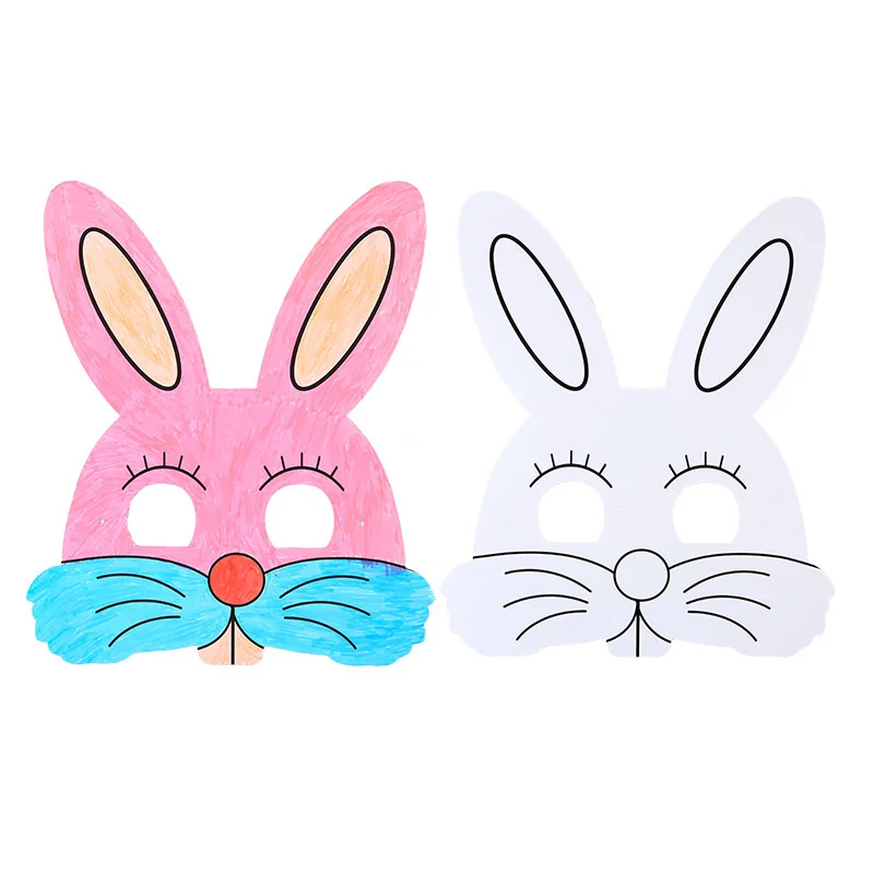 8 Stuks Gekleurde Blanco Maskers Dier Cartoon Kinderen Schilderij Kleuterschool Papier Graffiti Schattige Handgemaakte Diy Kunstmaterialen