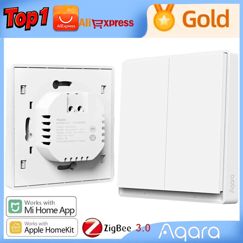 

Original Aqara Smart Wall Switch E1 Zigbee 3.0 Wireless Switch With/No Neutral 1Key 2Key Remote Control For Mi Home Homekit APP