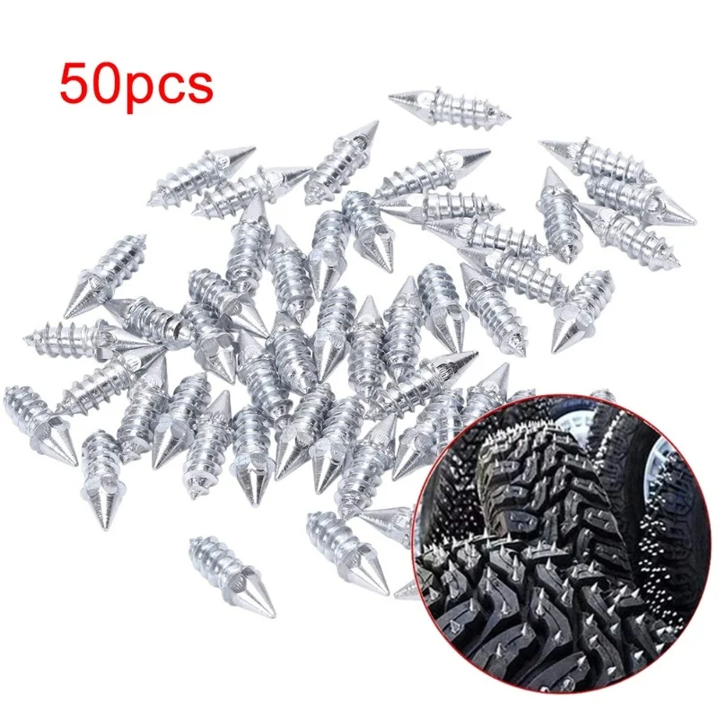50Pcs Tyre Rivets Anti Slip Ice Snow Spikes Car Motorcycle Off Road Screw Tyre Rivets Wheel Antislip Snow Spike