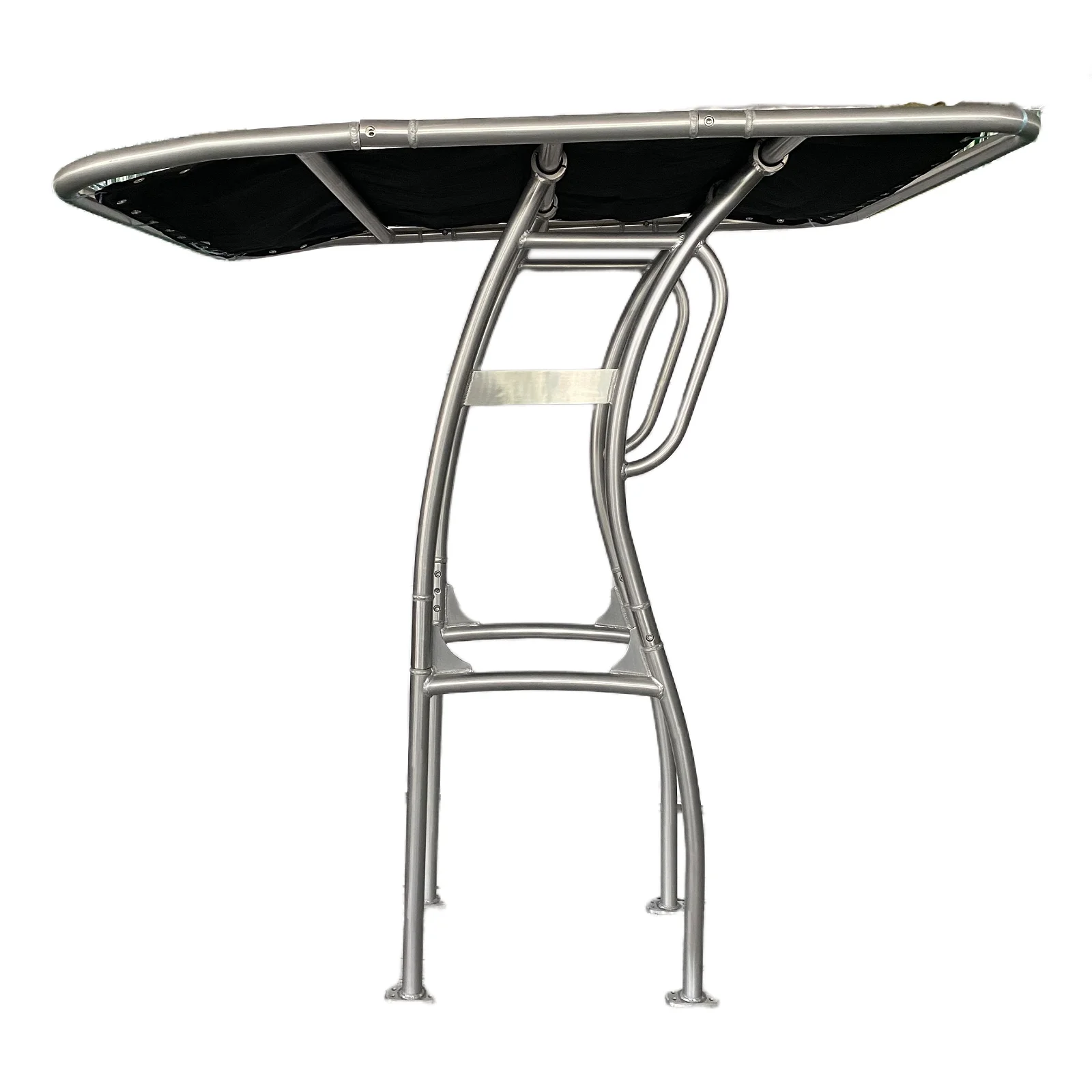 STLF Heavy Duty t Top Boat T-top for Center Console Universal Anodized Black and White Frame with Black Canopy Ribs New Conditio