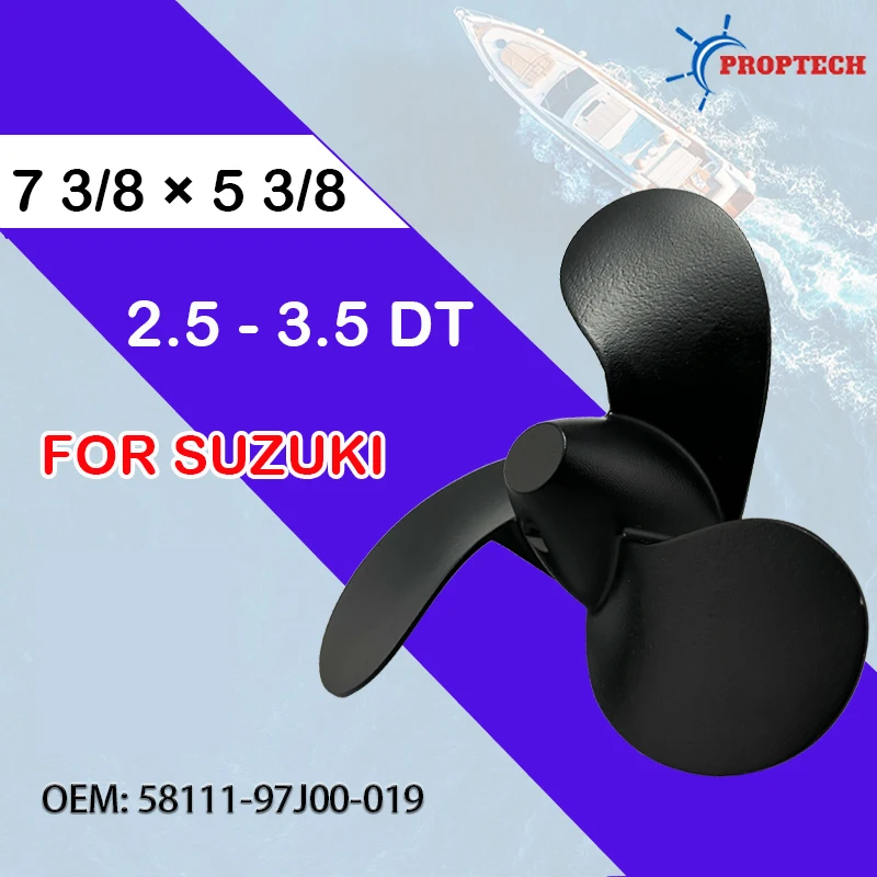 Outboard Propeller For Suzuki 2.5-3.5DT 7 3/8*5 3/8 Aluminum Alloy Screw Ship 58111-97J00-019 3 Blade Marine Engine Part