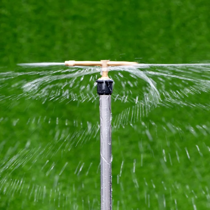 Automatic 360 Degree Rotating Copper Sprinkler Head 4-Point Lawn Garden Watering System with Fog Feature Pure 4-Fork Design